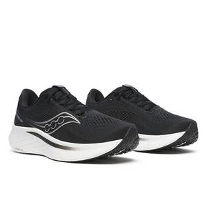 NEW SAUCONY men's ride 18 running shoes in black/white